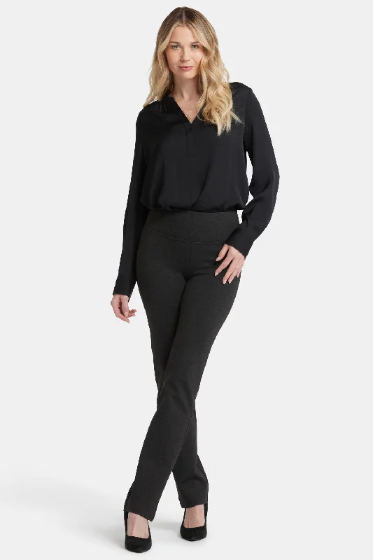 Breathable Comfort Pull-On Straight Pants - Charcoal Heathered