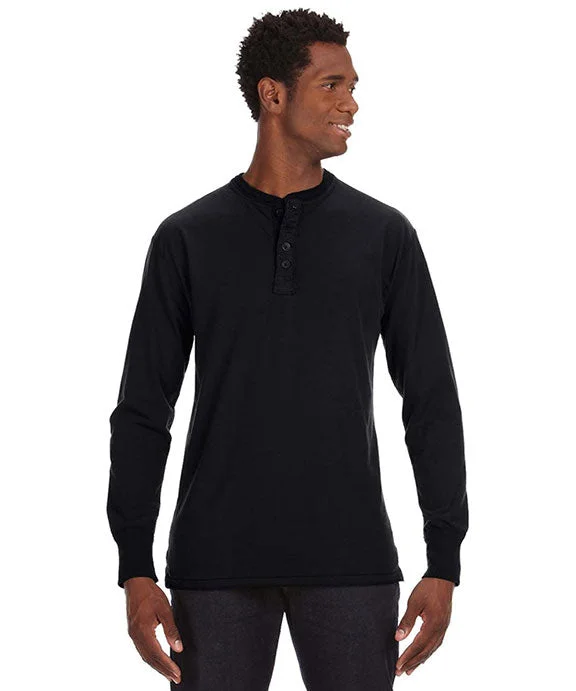New Design JA8244 - J America Mens Vintage Brushed Jersey Henley Shirt | Black