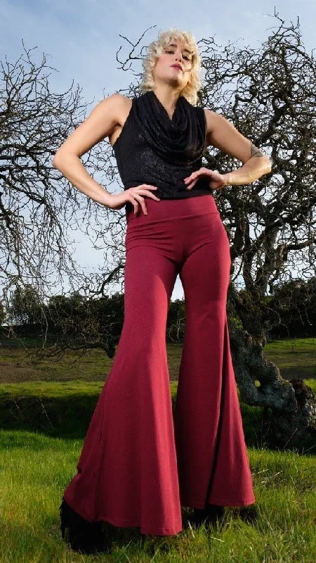 Youthful Street Fashion Maroon Bamboo High Waisted Big Bells