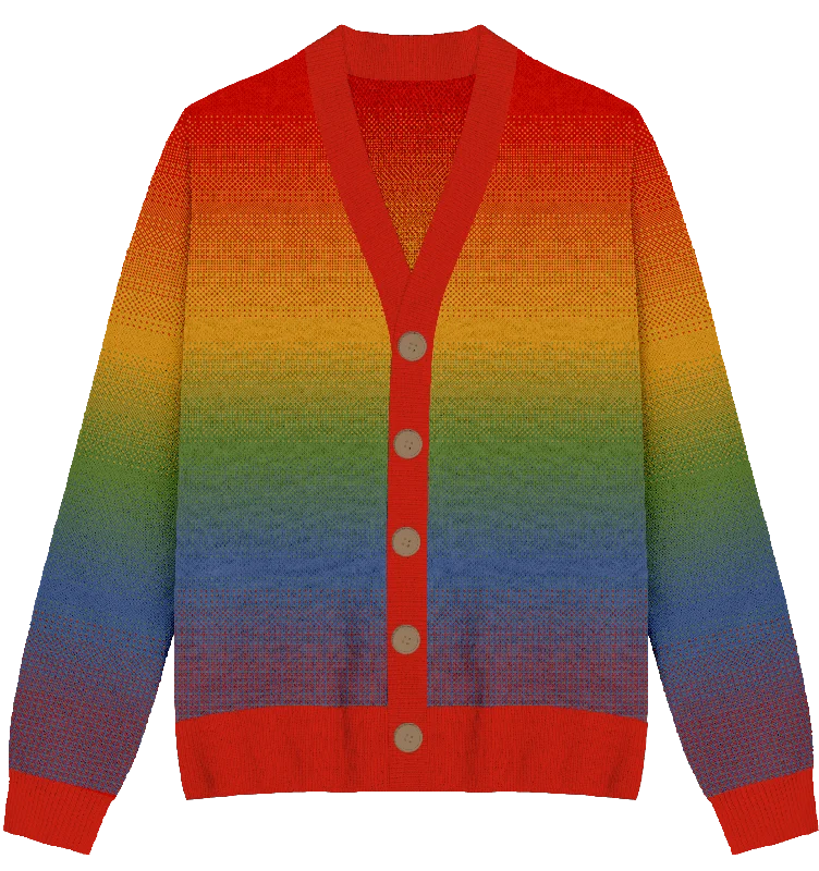 Embroidery Design Rainbow Fade Knit Cardigan
