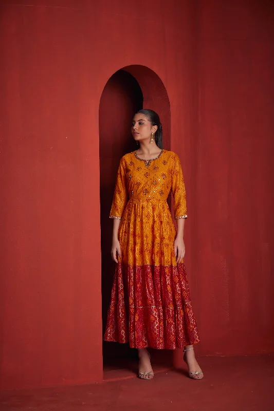 Trendy Looks Neeru's Womens Yellow Georgette Fabric Dress