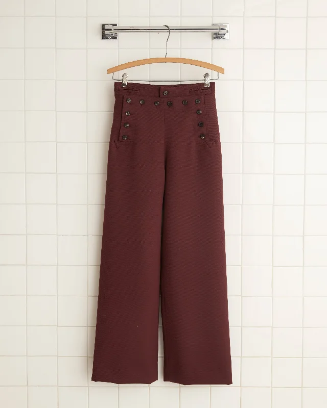 Fashion Must-have Riding Twill Sailor Trousers - Burgundy