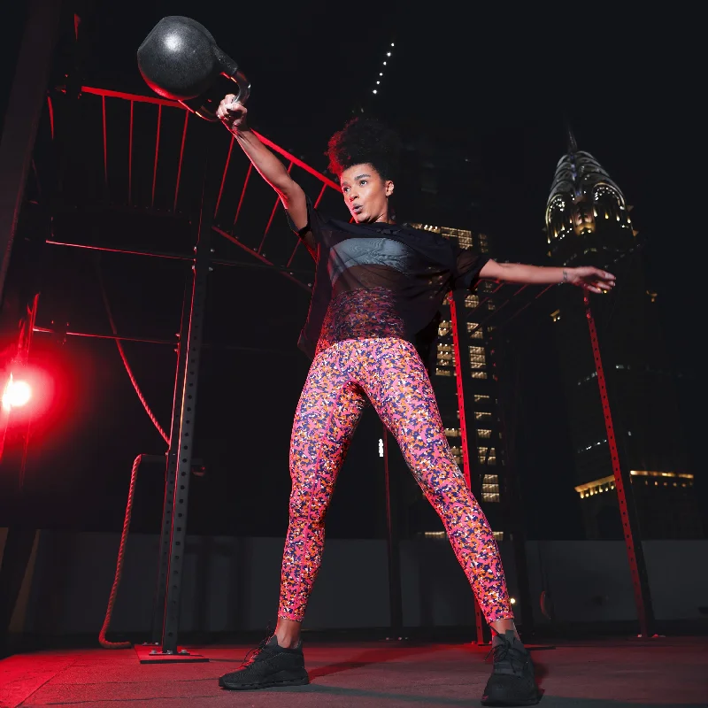 Trendy Traveler Glitch Leggings 27" - Hot Pink Print