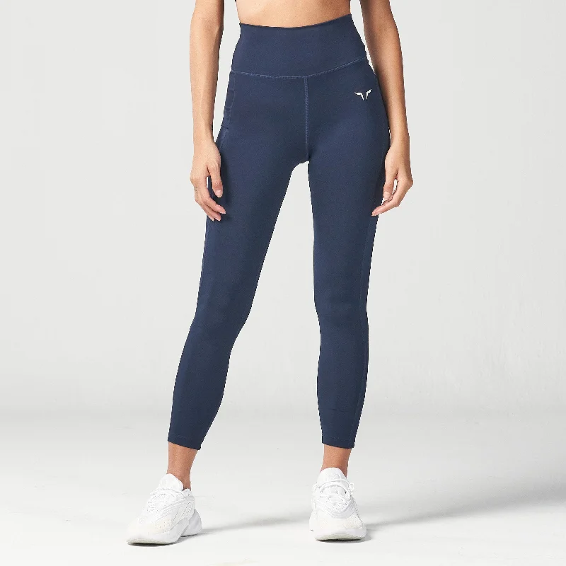 Street Vertical And Horizontal Design Essential Cropped Leggings 24" - Navy