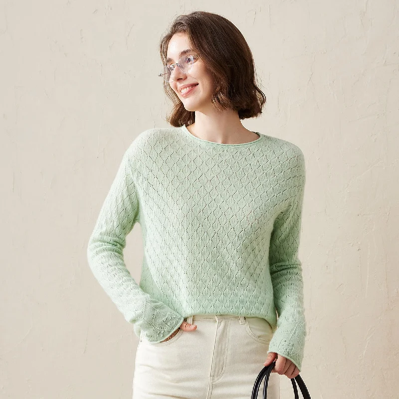 Must-have For Autumn And Winter 100% Cashmere Diamond Pattern Pullover Sweater