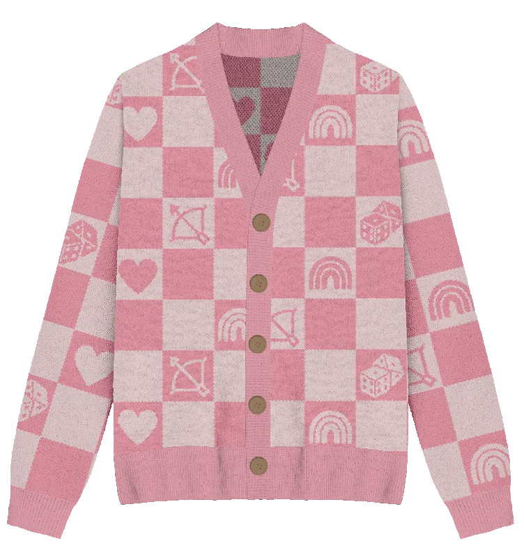 Comfortable Series Lover Checkered Knit Cardigan