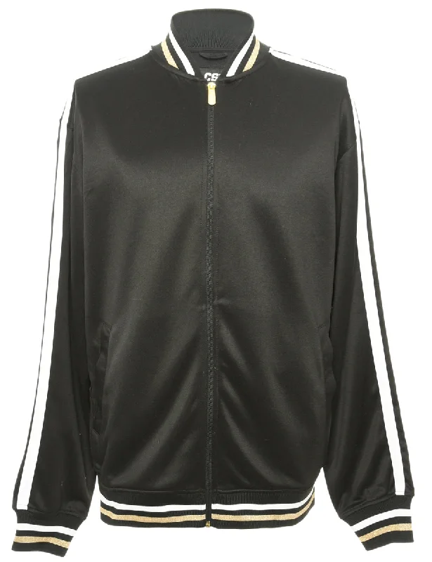 Relaxed Chic Zip Front Track Top - L