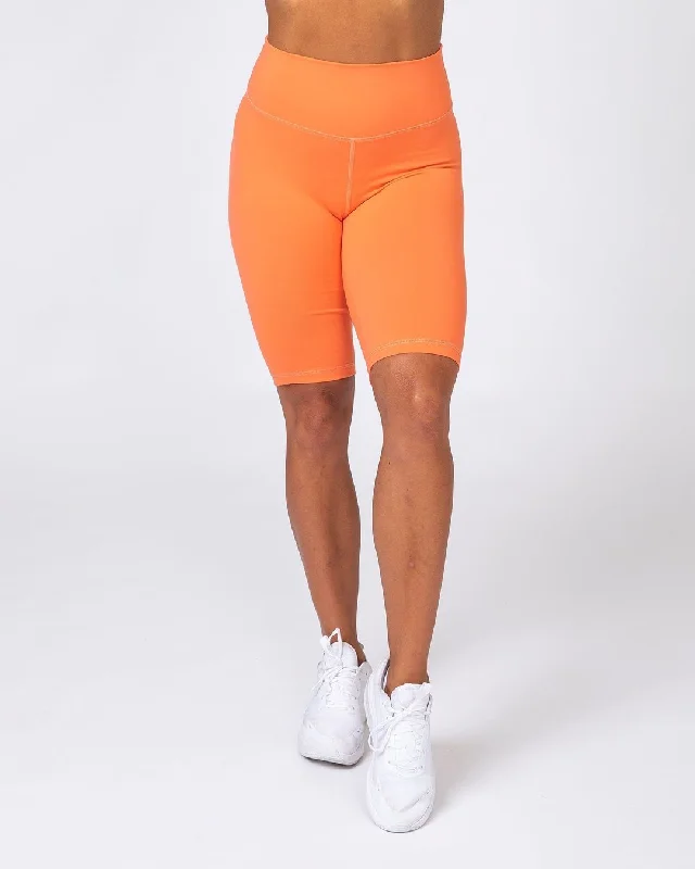 Elegant Design Signature Referee Length High Waist Scrunch - Orange Sherbet