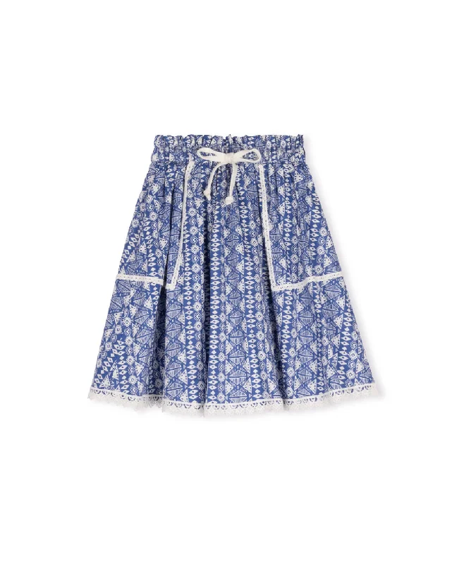 Alice style CABANA BLUE GEOMETRIC PRINT SKIRT