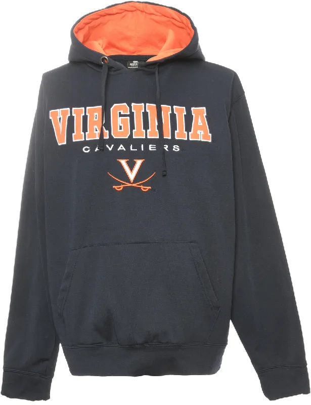 Layered Comfort Football Navy Hooded Sports Sweatshirt - L