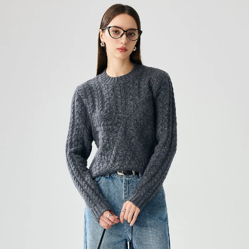 Relaxed Dresses 100% Cashmere Womens Chunky Cable Knit Sweater