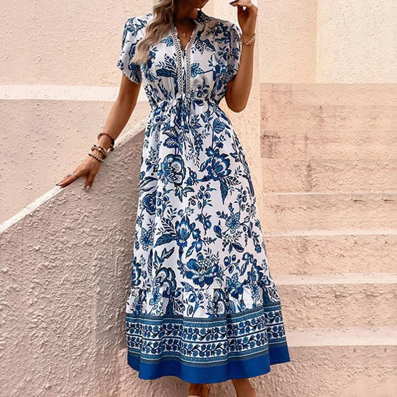 Cool Style Blue printed slimming dress_CWDMD1500