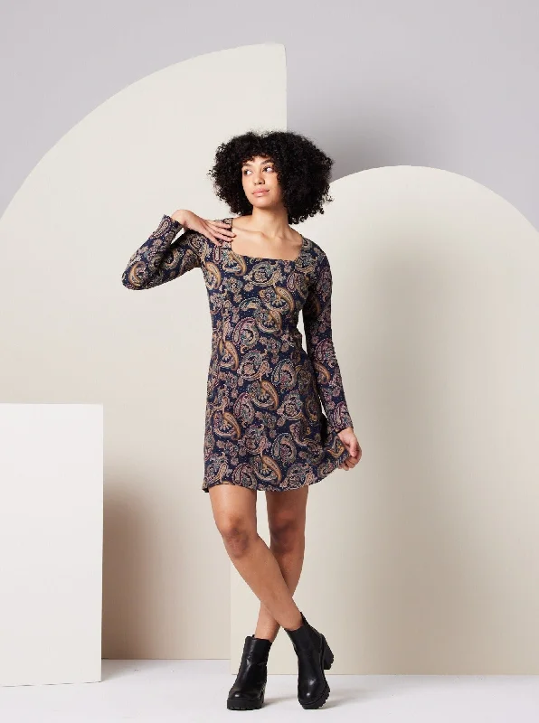 Soft Comfort Sonnet Dress - Dark Blue Paisley