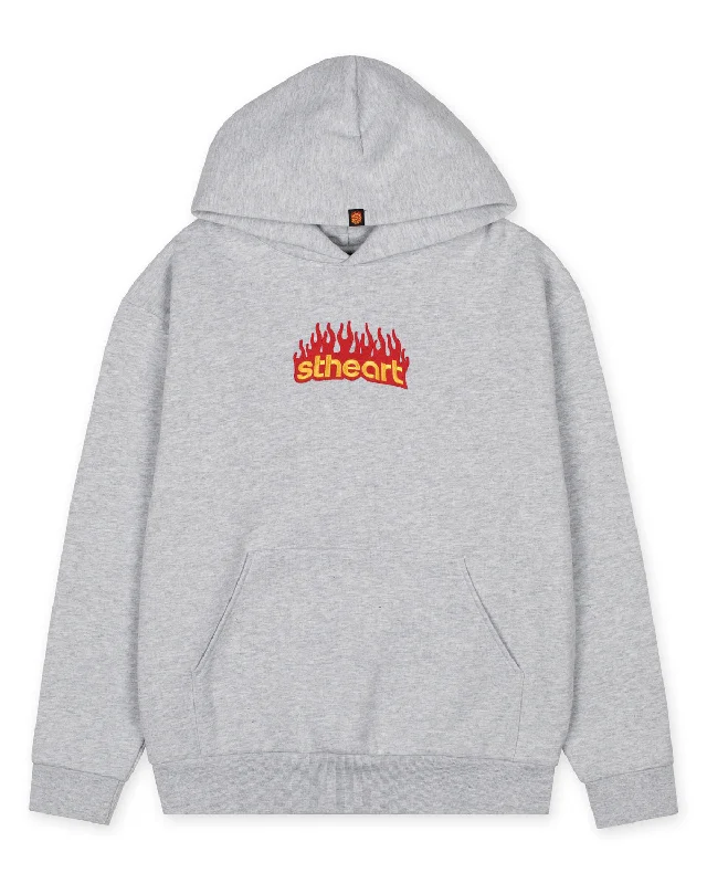 Unique Fashion Classic Flame Embroidered Hoodie | Grey