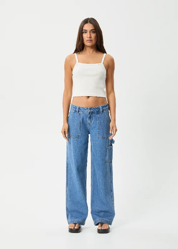 Elegant And Casual AFENDS Womens Lexi - Low Rise Carpenter Jean - Worn Blue