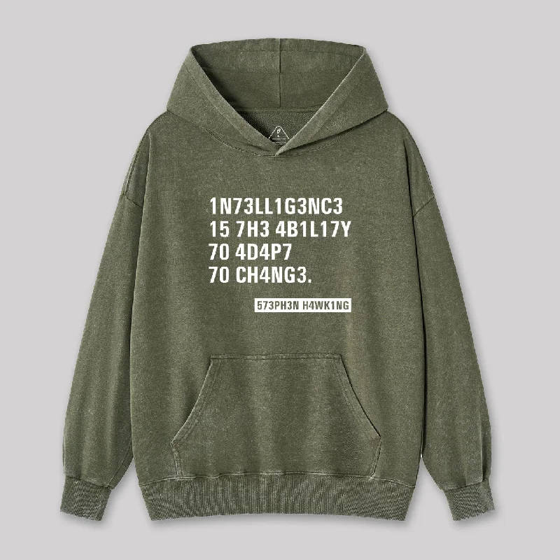 Elegant Series Intelligence - Stephen Hawking Washed Hoodie