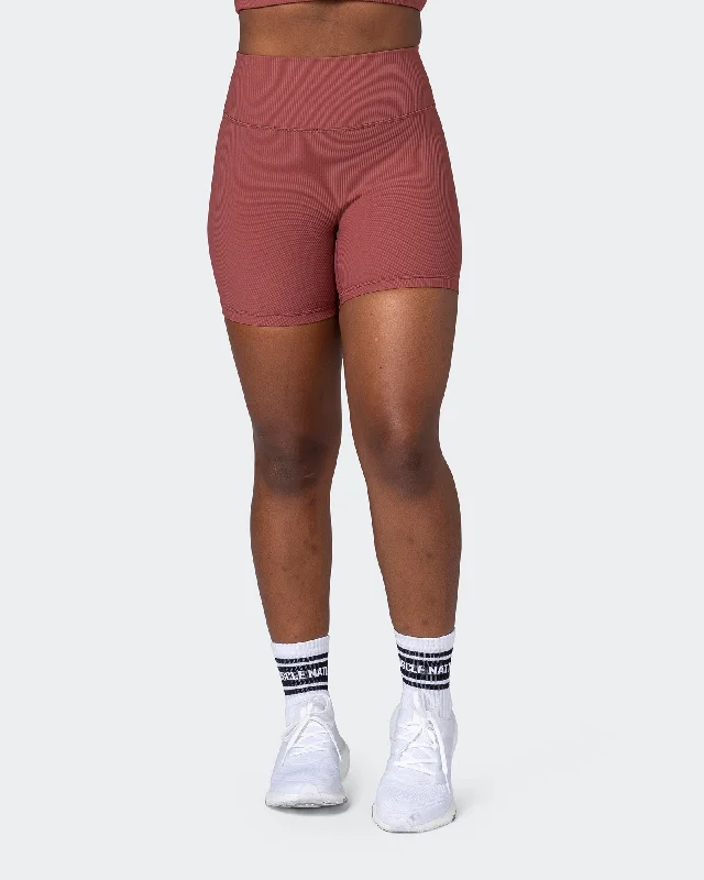 Printed Patterns Zero Rise Rib Midway Shorts - Maple