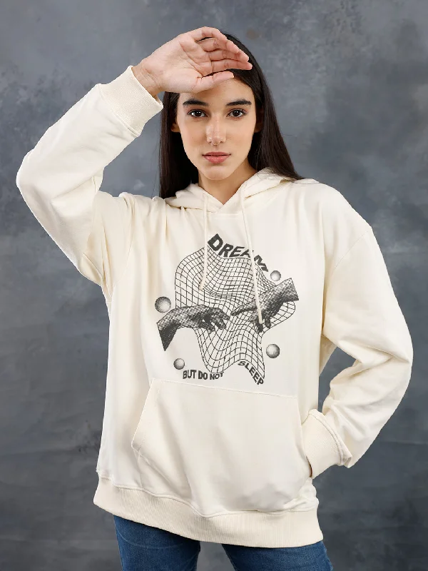 High Street Fashion Do Not Sleep Women Drop Shoulder Premium Terry Hoodie