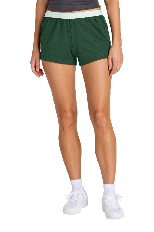 Lively And Youthful Sport-Tek Womens Jersey Knit Squad Shorts - Forest Green - NEW