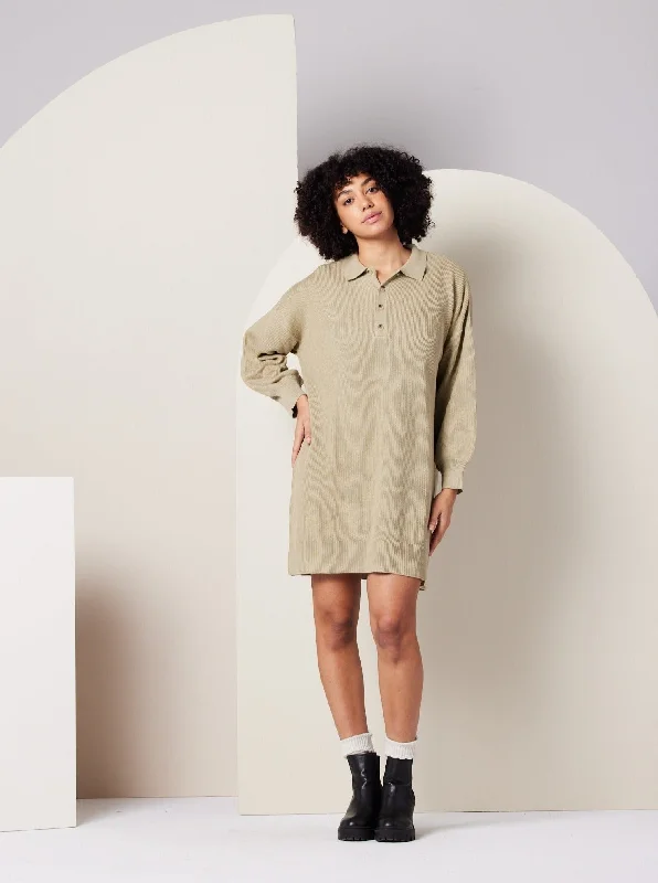 Stylish Ease Griffin Sweater Dress - Khaki Green