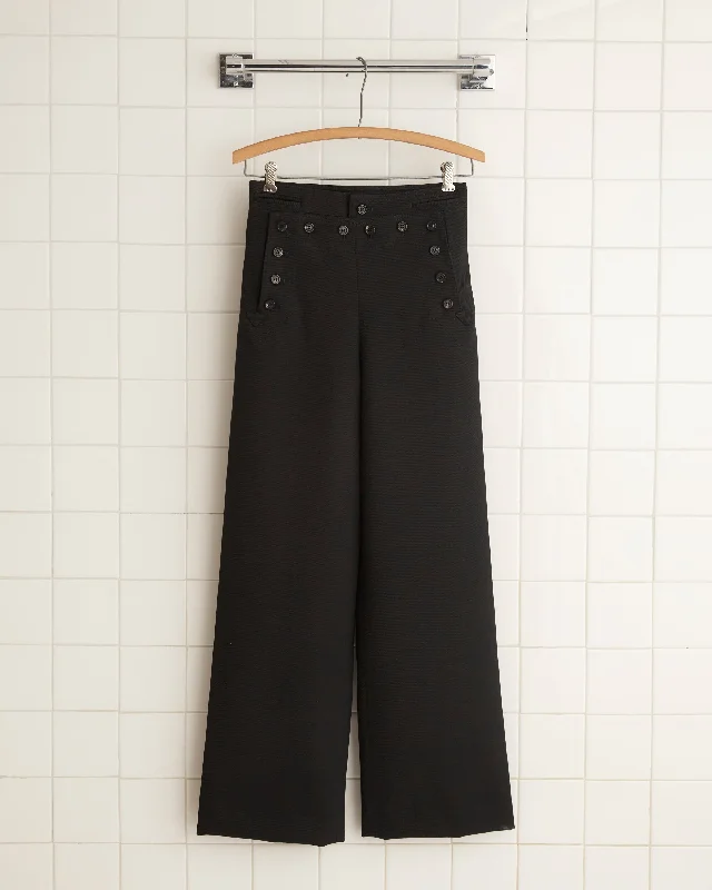 Fashion Expert Riding Twill Sailor Trousers - Black