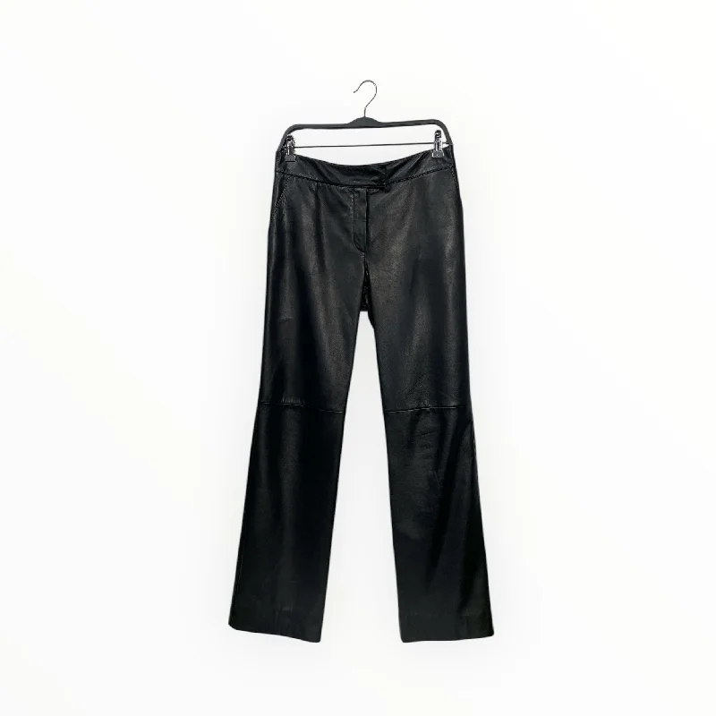 Sports And Leisure ARMANI COLLEZIONI/Straight Pants/6/Leather/BLK/