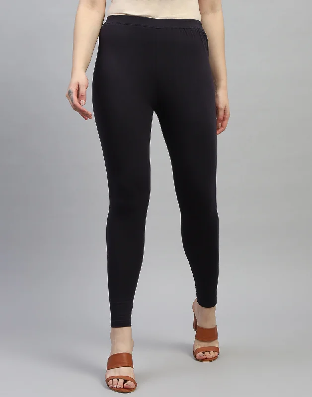 Street Style Women Black Solid Regular Fit Legging