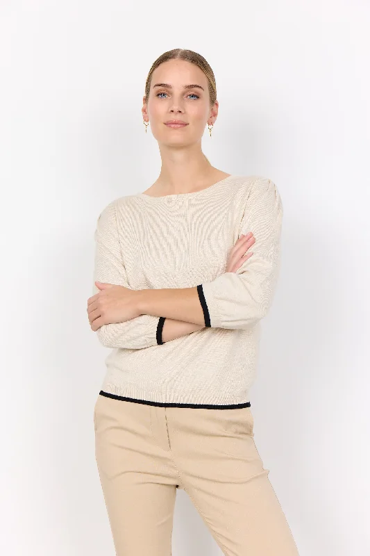 High Street Fashion Soya Concept Dollie Tipped 3/4 Sleeve Sweater