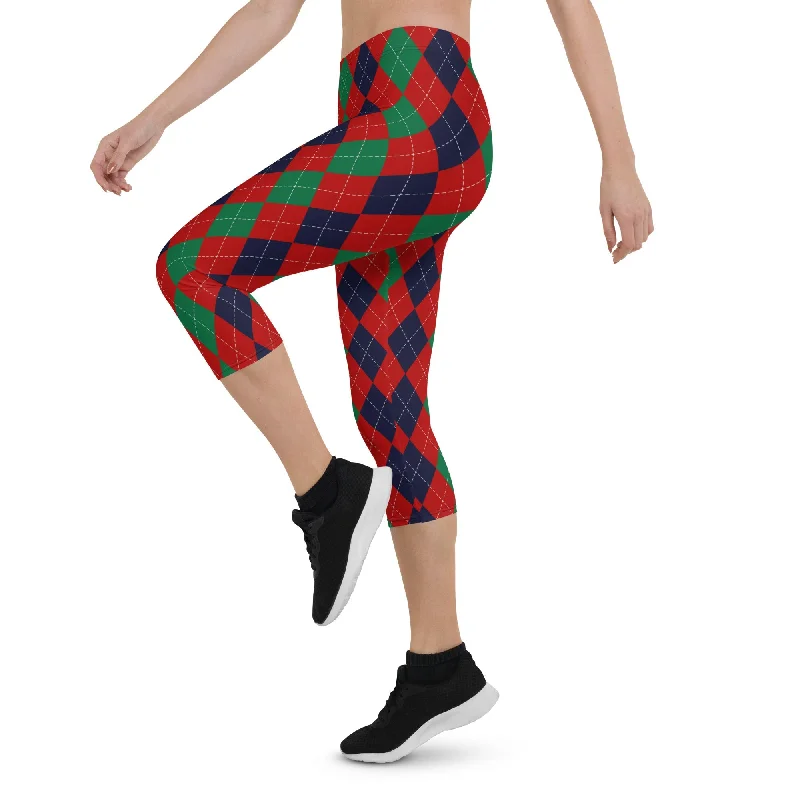 Basic Version Christmas Argyle Capris