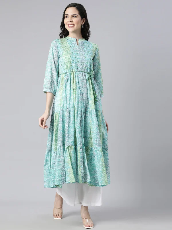 Fashionable Items Neerus Sea Green Straight Casual Floral Maxi Dresses