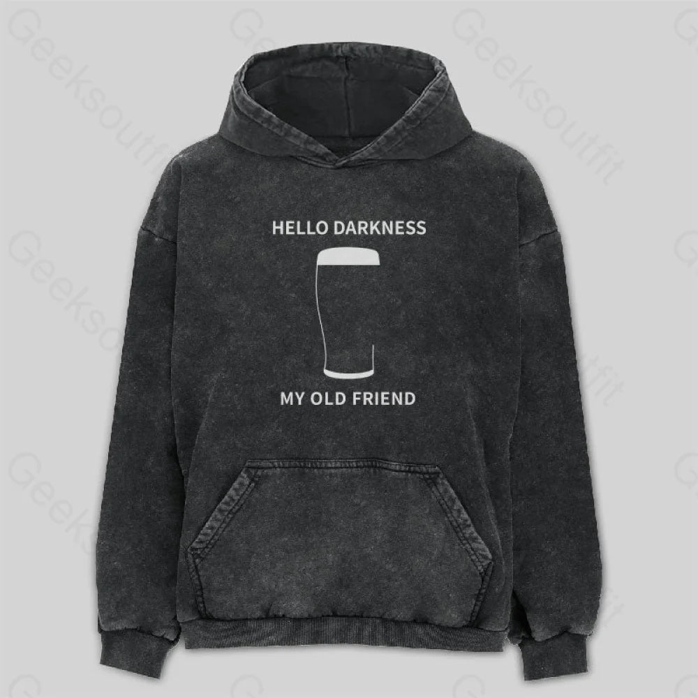 Retro Literary Style Hello Darkness My Old Friend Washed Hoodie