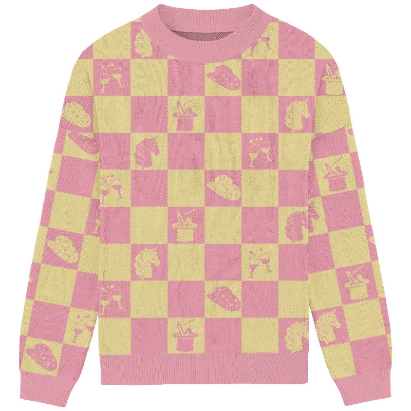 Elegant Design Midwest Princess Checkered Knit Crewneck
