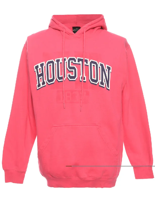 Street Casual Style Houston Printed Pink Hoodie - S