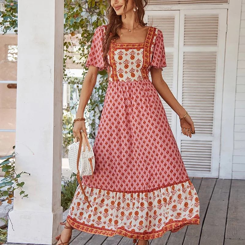 Smart Casuals BOHO DRESS WITH FRENCH SQUARE NECK_CWDMD2053