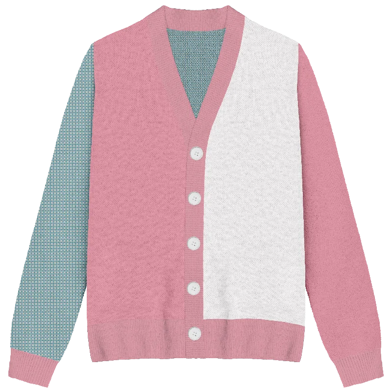 Simple Style Transgender Colorblock Knit Cardigan
