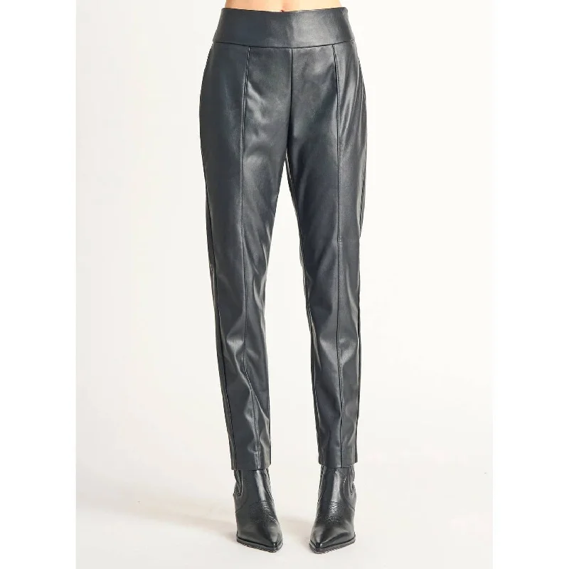 Avant-garde Design Slim Vegan Leather Pants In Black