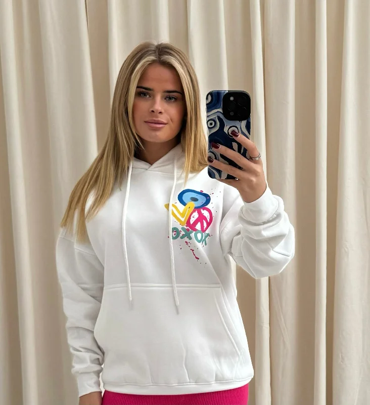 Fashion And Simplicity XOXO Graffiti Hoodie White