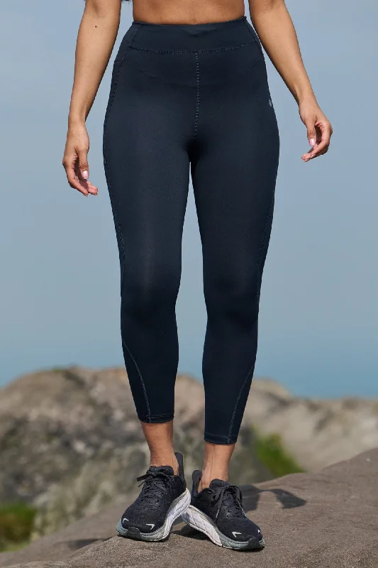Lace Design Trail Leggings - 7/8 Length - Black