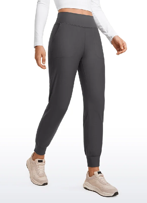 French Style Fleece Lined Soft Workout Joggers with Pockets 27.5"